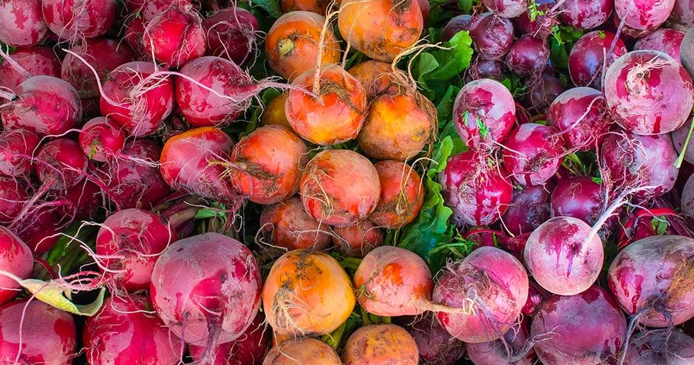 colorful beets at the hollywood farmer's market