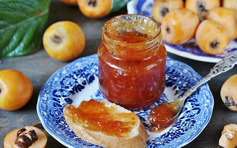 jam from a loquat. yellow southern fruits grow in the subtropics