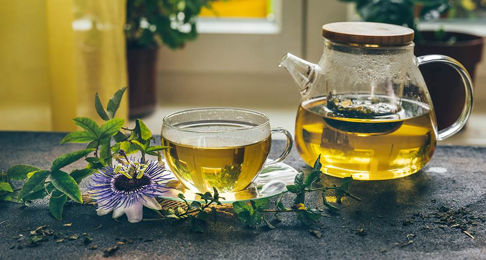herbal tea from the leaves of the passion flower