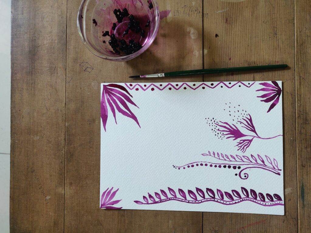 spinach fruit dye painting